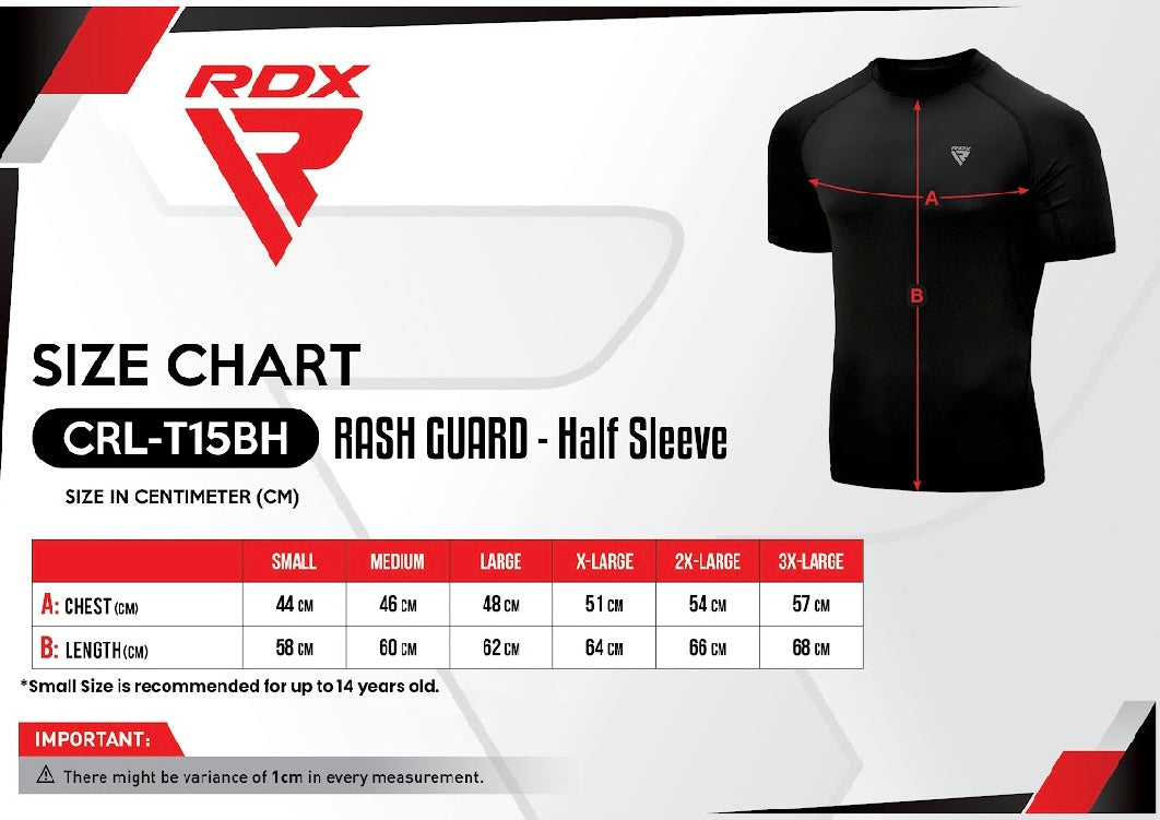 RDX T15 SHORT SLEEVE BLACK RASH GUARD