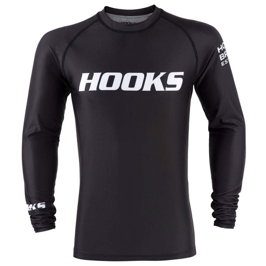 Hooks Long Sleeve BJJ Rash Guard - Ranked - Black