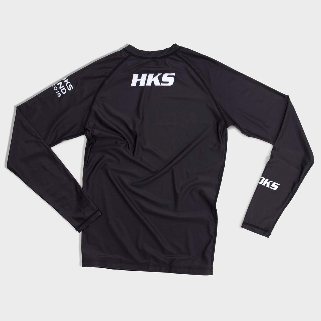 Hooks Long Sleeve BJJ Rash Guard - Ranked - Black