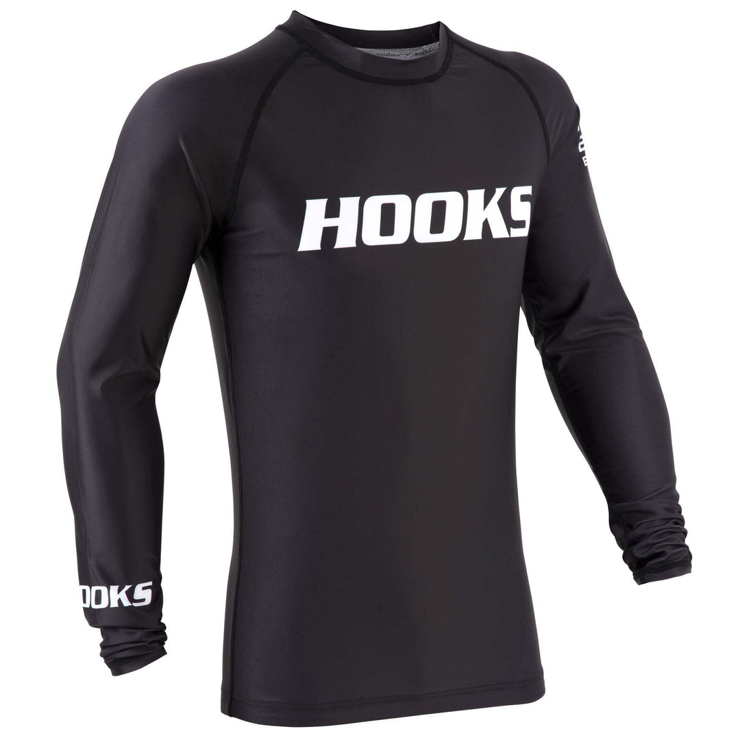 Hooks Long Sleeve BJJ Rash Guard - Ranked - Black